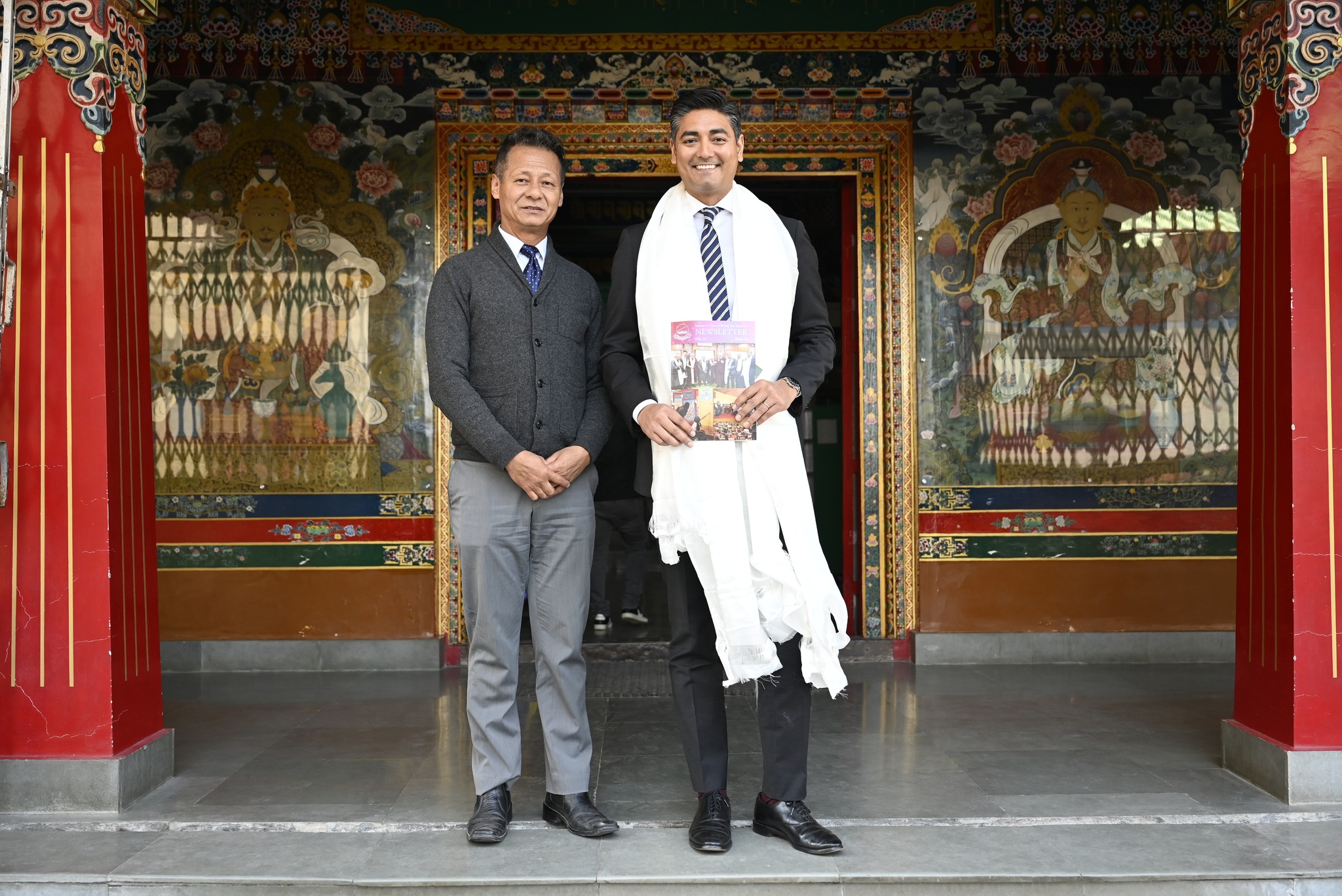 Cincinnati Mayor Aftab Karma Singh Pureval with General Secretary Ngawang Yeshi of Library of Tibetan Works and Archives. Photo | Tenzin Jigme | CTA 