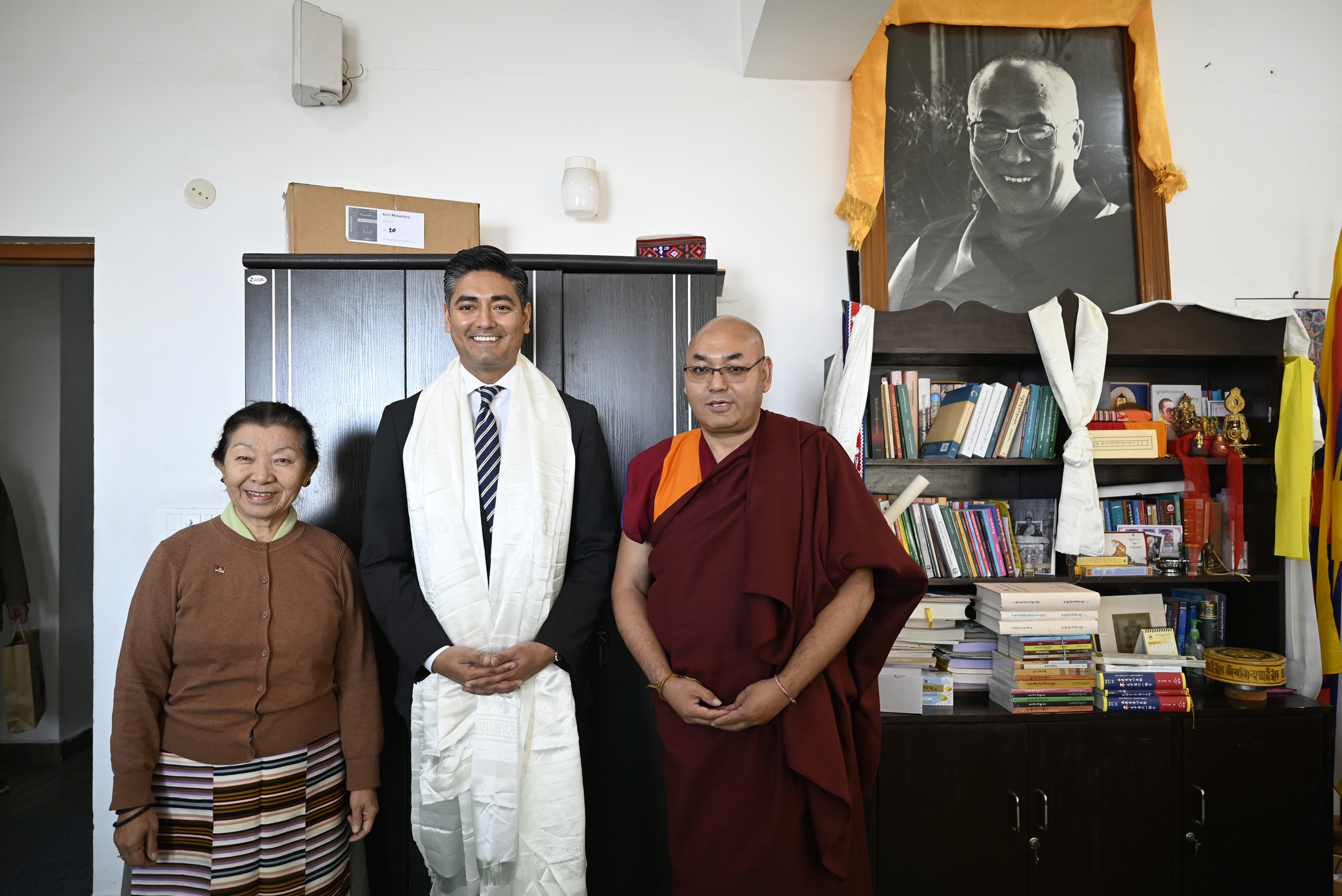  Cincinnati Mayor Aftab Karma Singh Pureval with Speaker Khenpo Sonam Tenphel and Deputy Speaker Dolma Tsering at Tibetan Parliament in Exile. Photo | Tenzin Jigme | CTA 
