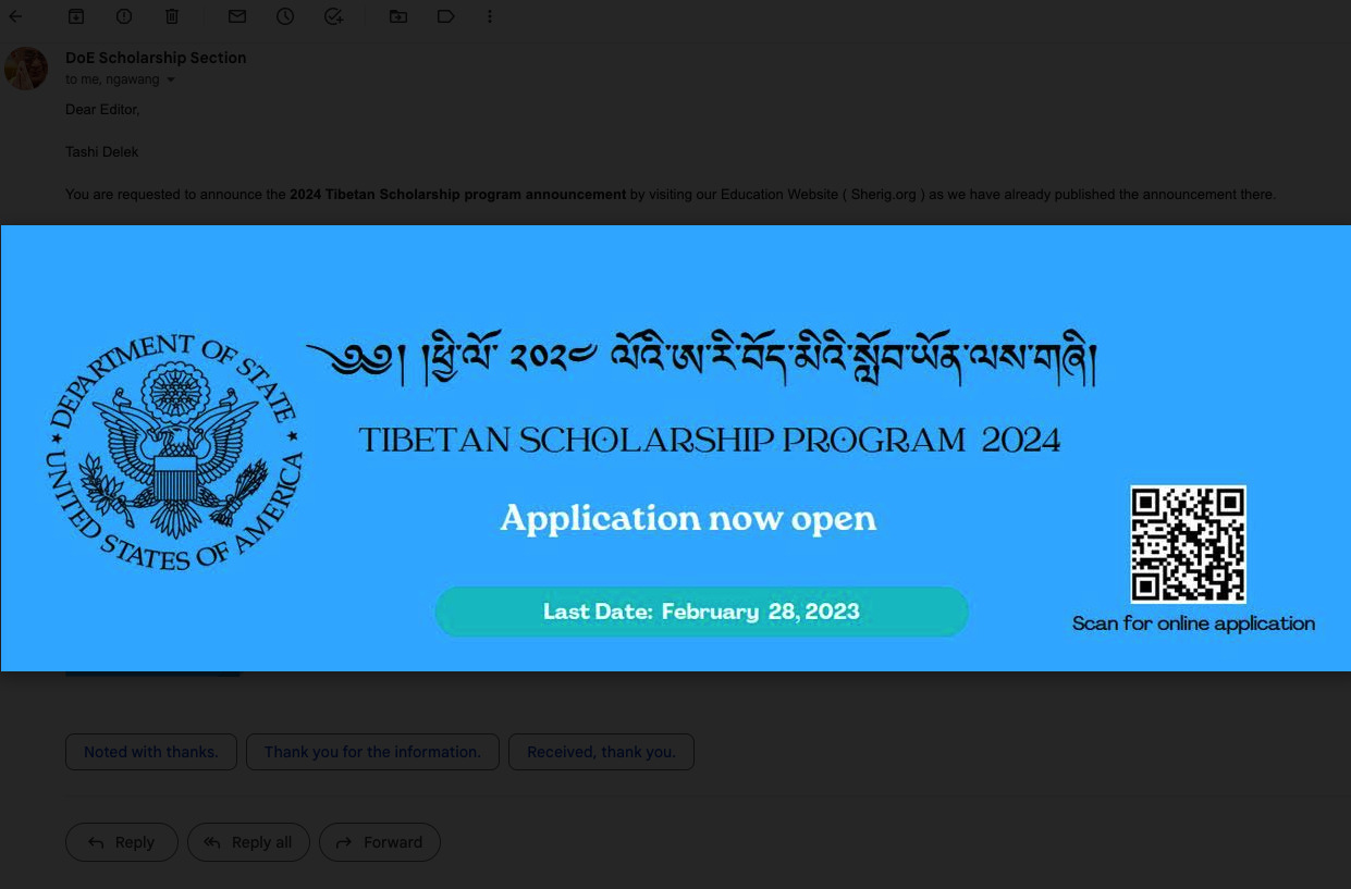 2024 Tibetan Scholarship Program Announcement Central Tibetan